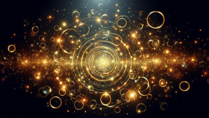 Poster - Glowing golde circle background vector illustration