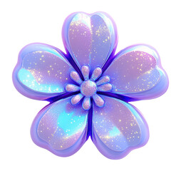 Poster - png celestial graphic of flower glitter purple art.