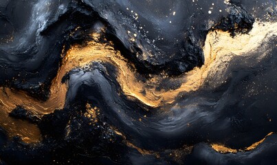 Poster - Abstract Black and Gold Texture with Glittering Effect for Background Design