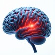 © Vadym - Human brain illustration with pain symbol. Anatomical cerebral hemisphere, internal organ, health condition. Conceptual image of headache, stress, neurological disease, mental health, memory loss.
