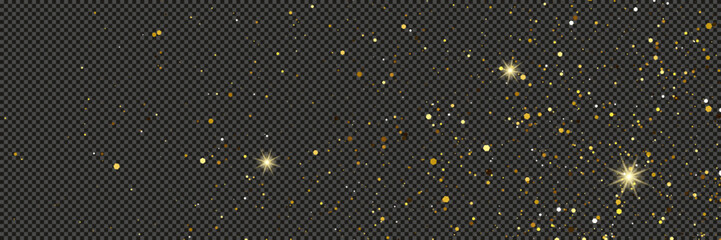 Wall Mural - gold glittering dust with stars on transparent backdrop
