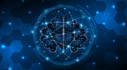 Leinwandbilder - Circuit board of computer neural network or electronic artificial intelligence. Brain circuit technology. modern technology innovation concept background	