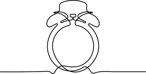 Wall Mural - Alarm clock in one continuous line drawing. Editable stroke. Scribble vector illustration