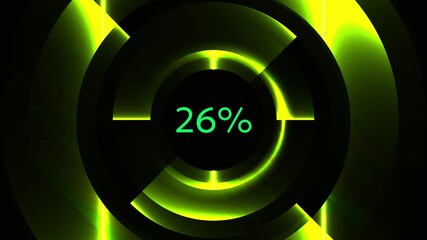 Poster - motion graphics video light green with 0 to 100 percent animation on plain black background