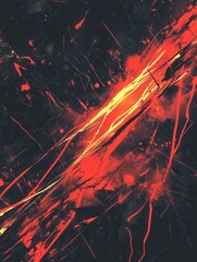 Leinwandbilder - Dynamic expression of chaotic energy with sharp red and black strokes resembling anger and intensity Generative AI