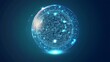© PB Studio - transparent sphere with binary code streaming around it, illuminated by a soft blue light, symbolizing the interconnectedness of the digital universe. transparent sphere, binary code, streaming,