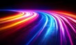 © dewpra - Abstract light trails creating a vibrant speed effect on dark background