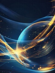 Poster - Stylized globe with glowing lines and gradient background for international relations concept Generative AI