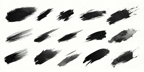 Poster - Artistic display of black paint strokes on white background for creative inspiration and design projects