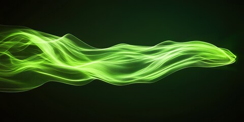 Poster - Flowing green light waves create a vibrant abstract background for digital art and design