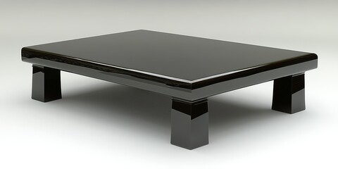 Poster - Elegant black lacquer coffee table with smooth surface and strong legs, perfect for modern interiors or minimalist decor