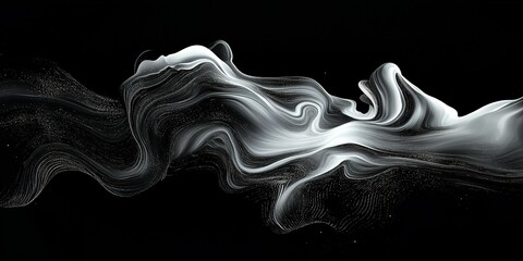 Poster - Fluid abstract design with swirling patterns in black and white colors