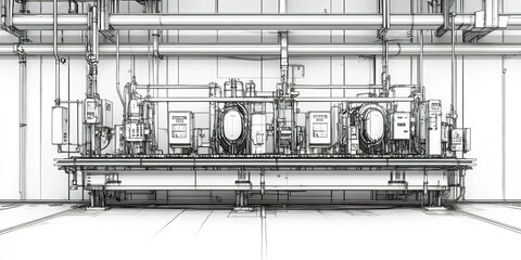 Poster - Industrial machinery setup in a factory interior with advanced equipment for production processes