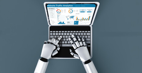 Poster - computer software for website traffic analytics data on computer screen. concept of seo search engin