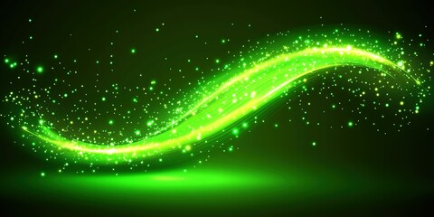 Poster - Light green swirling pattern with sparkling particles enhancing a vibrant visual effect