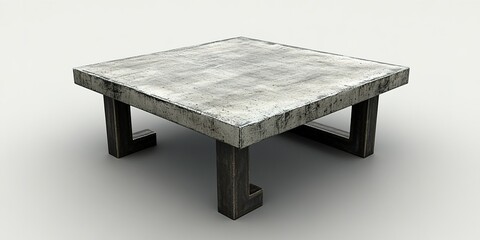 Poster - Modern square concrete coffee table with minimalist design placed on a neutral background