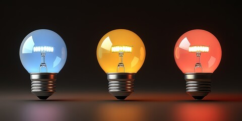 Poster - Colorful decorative light bulbs illuminated against a dark background showcasing vibrant hues