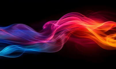 Poster - Abstract waves of light flowing in the dark with vibrant color transitions