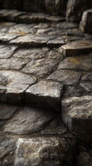 Aufkleber - Close-up of rough, gray stone texture, showing irregular shapes and crevices, suggesting a rugged, ancient surface, ideal for backgrounds or showcasing products