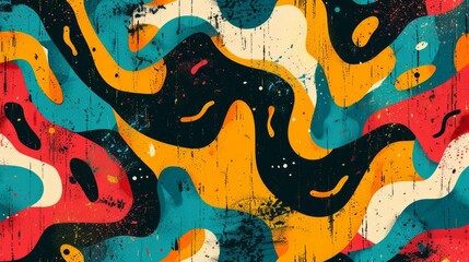 Poster - A wavy, abstract pattern composed of curved lines that intertwine and flow harmoniously.