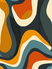 Poster - A wavy, abstract pattern composed of curved lines that intertwine and flow harmoniously.