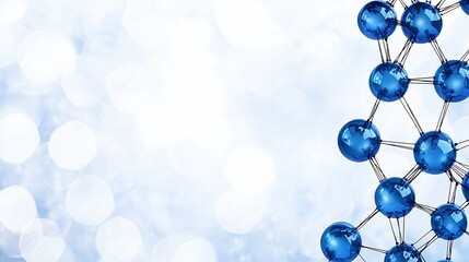 Poster - Abstract Molecular Structure with Blue Spheres on Soft Blurred Light Background
