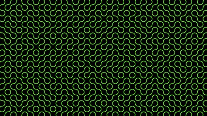 green line circles pattern. Truchet curved tiled background. Geometric irregular backdrop