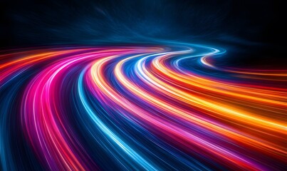 Poster - Abstract speed light trails with vibrant colors on a dark background