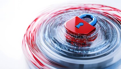 Poster - Red and Blue Padlock on Digital Data Vortex