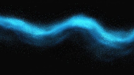 Wall Mural - wavy teal light stream effect. abstract dark background with illuminated particle movement & energy