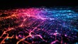 © warunthorn - Vibrant Abstract Cityscape with Neon Lights and Digital Network Flow