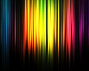Poster - Abstract image of vertical, multicolored light streaks on black background, creating a vibrant and dynamic visual effect, ideal for banner or wallpaper