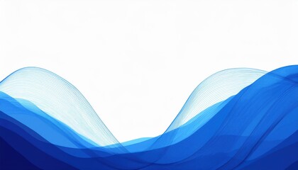Poster - minimalistic abstract blue wave design with gradient flow, dynamic curved lines, and soft transparency for modern digital background