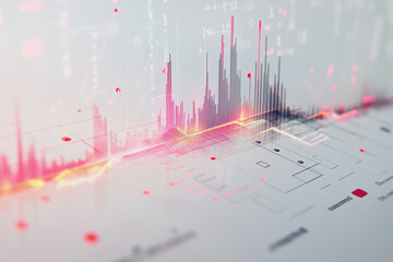 Aufkleber - computer screen shows a graph with red and pink lines. The graph is a representation of data, and the colors suggest that the data is high or intense. Concept of complexity and importance