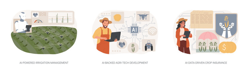 Poster - AI in modern agriculture abstract concept vector illustrations.