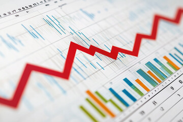 Aufkleber - graph with a red line showing a downward trend. The graph is on a white background. The red line is the only thing that stands out in the image