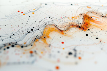 Aufkleber - colorful, abstract painting with a lot of dots and lines. The painting is full of energy and movement, with the lines and dots creating a sense of chaos and excitement. The colors are bright