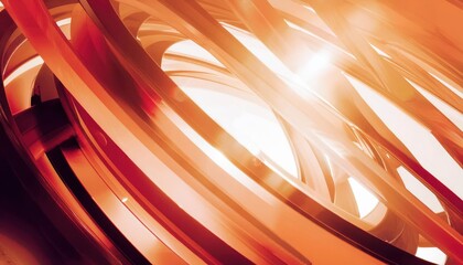 Leinwandbilder - abstract orange metallic curved lines with glowing center, futuristic technology background, ideal for digital design

