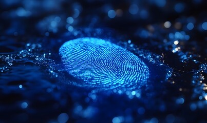 Poster - Abstract fingerprint illuminated on surface creating secure digital identity