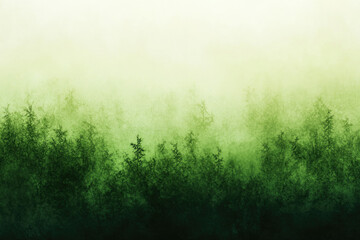 Poster - Misty green forest landscape, serene and tranquil, evokes peace and nature's beauty.