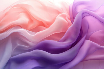 Poster - Soft, flowing ombre fabric in shades of pink and purple, creating a dreamy, elegant texture.
