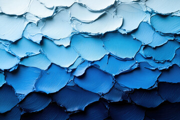 Poster - Abstract painting showcasing a gradient of blue hues, textured with thick, impasto brushstrokes.