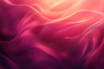 Poster - Abstract image of flowing pink and red fabric with soft lighting and smooth textures.