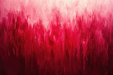 Poster - Abstract painting with textured crimson and pink hues, creating a dramatic, vertical flow of color.
