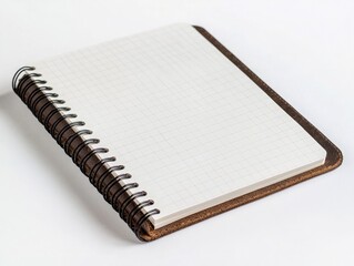 Wall Mural - A blank notebook with white lined paper and black spiral binding, isolated on a clean background