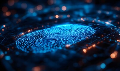 Poster - Digital Fingerprint Authentication Security Technology Data Cybersecurity Concept