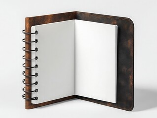 Wall Mural - A notebook with blank white pages on the front and back, isolated against a clean background