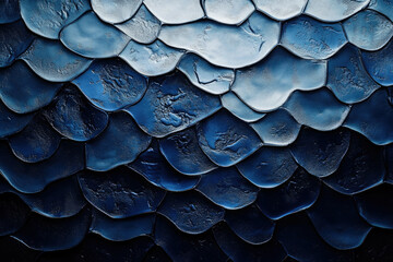 Poster - Abstract textured art with a deep blue color palette, resembling scales or overlapping shapes.