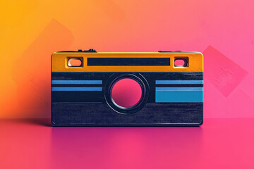 Aufkleber - Retro-styled camera with vibrant color scheme, evoking nostalgia and vintage aesthetics.