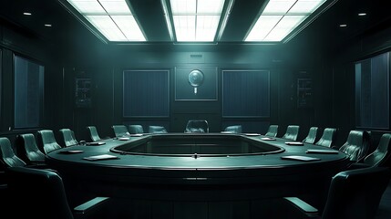 Poster - A futuristic courtroom with AI-driven legal research and case analysis